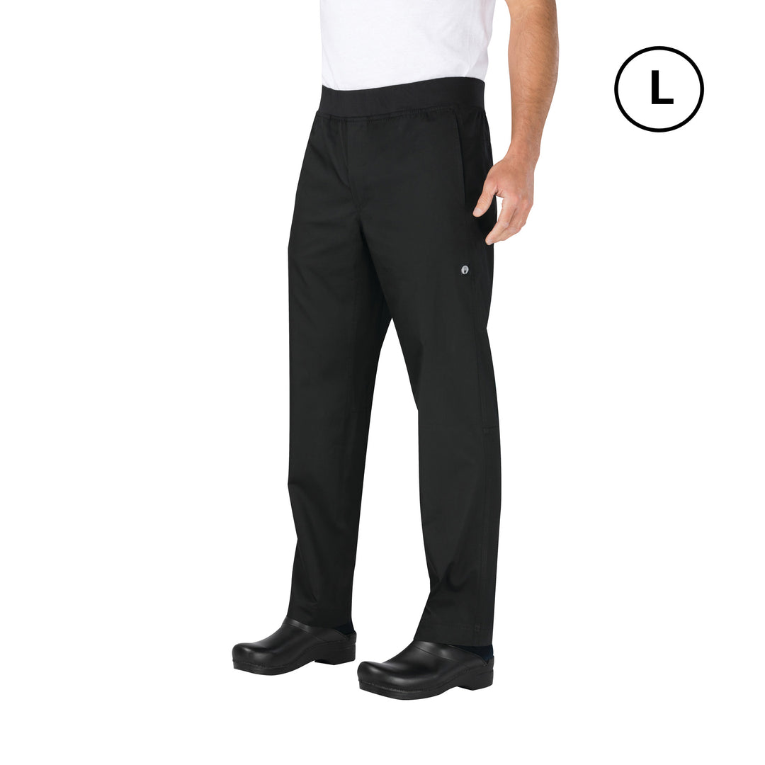 Chef Works PBN01-BLK-L Lightweight Slim Pants Modern Straight Fit - Men's - Black - Large Size