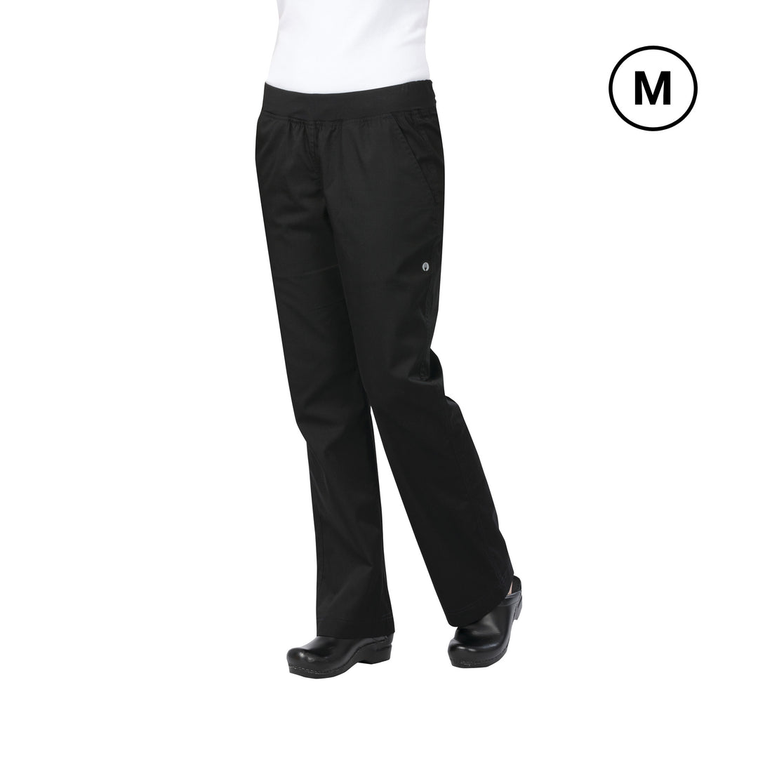 Chef Works PBN01W-BLK-M Lightweight Slim Pants Modern Straight Fit - Women's - Black - Medium Size