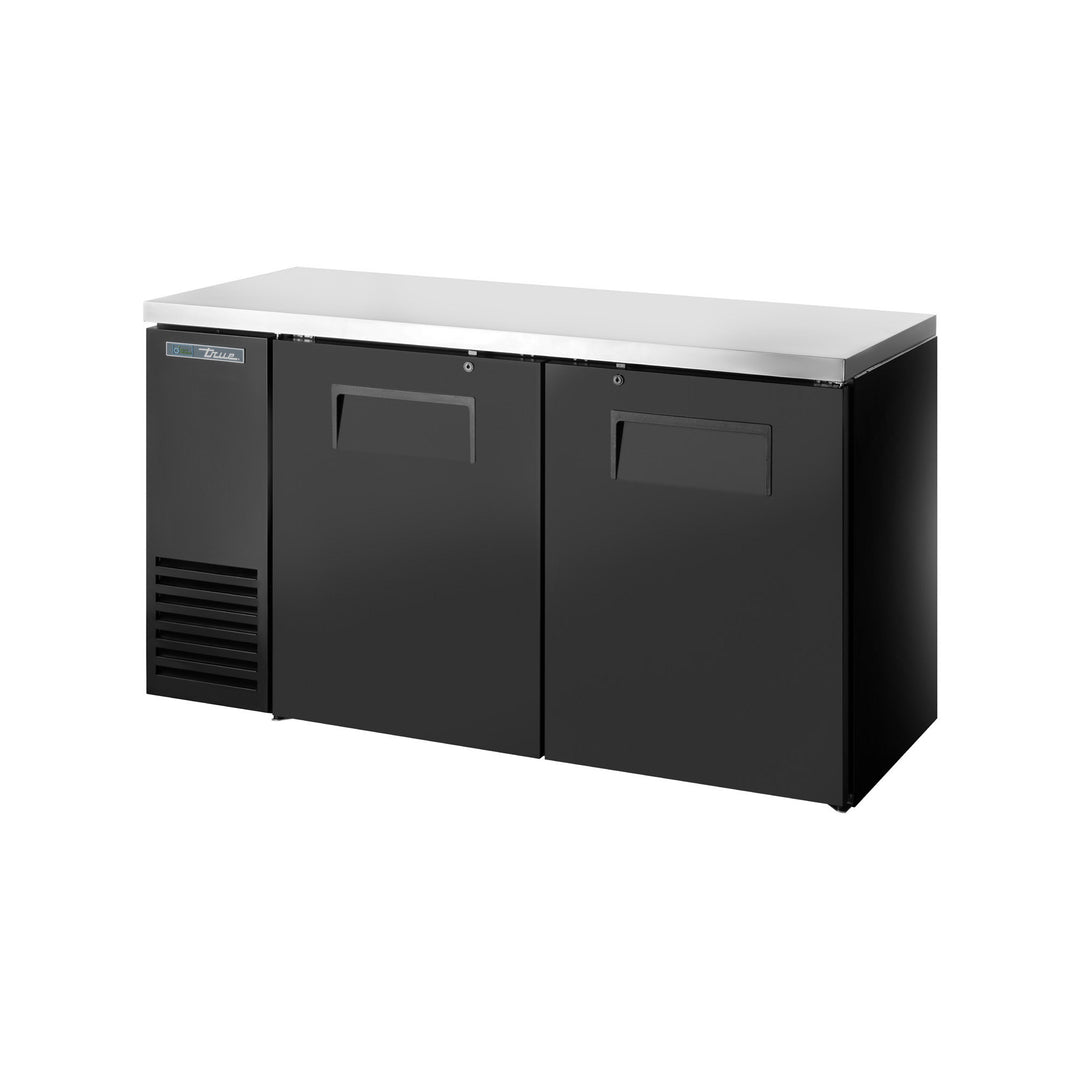 True TBB24-60-2S-Z1-SFT-B-1 60" Solid Door Back Bar Cooler with Stainless Steel Top & LED Lighting – Made in USA
