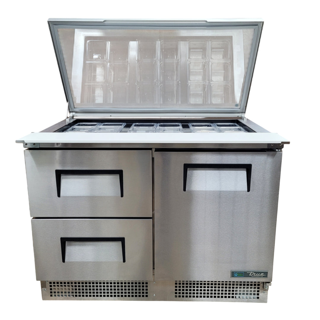 48" Stainless Steel Mega Top Sandwich/Salad Preparation Refrigerator (True Mfg. TFP-48-18M-D2-HC)