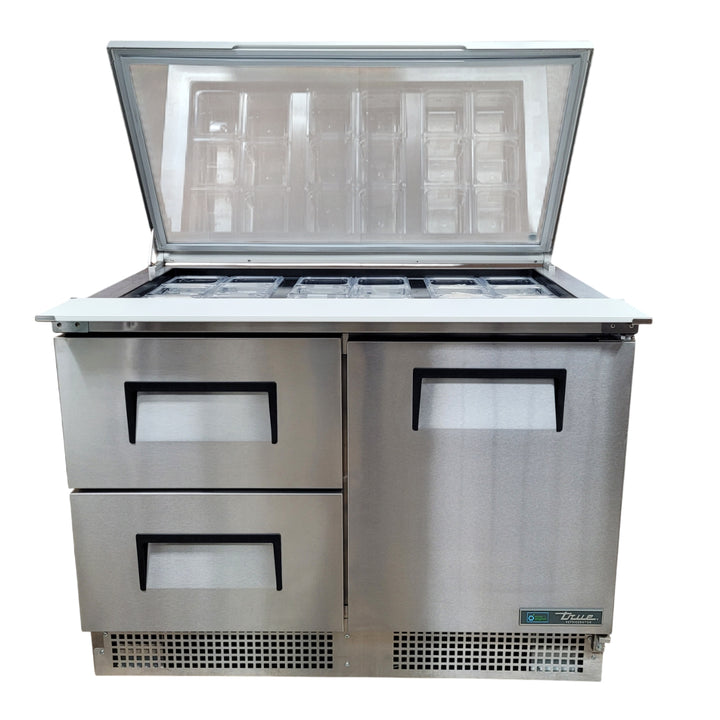 48" Stainless Steel Mega Top Sandwich/Salad Preparation Refrigerator (True Mfg. TFP-48-18M-D2-HC)
