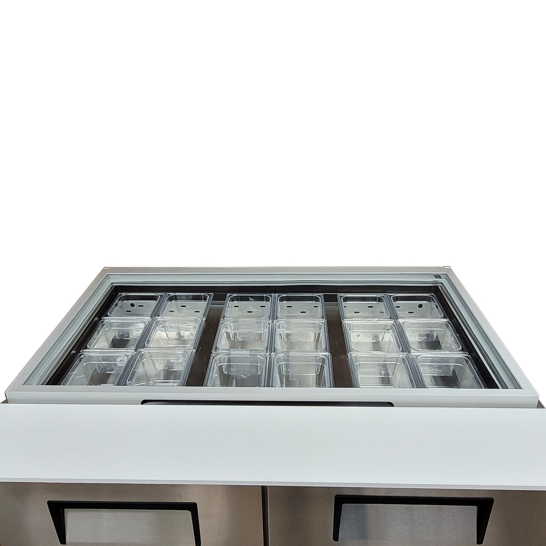 48" Stainless Steel Mega Top Sandwich/Salad Preparation Refrigerator (True Mfg. TFP-48-18M-D2-HC)