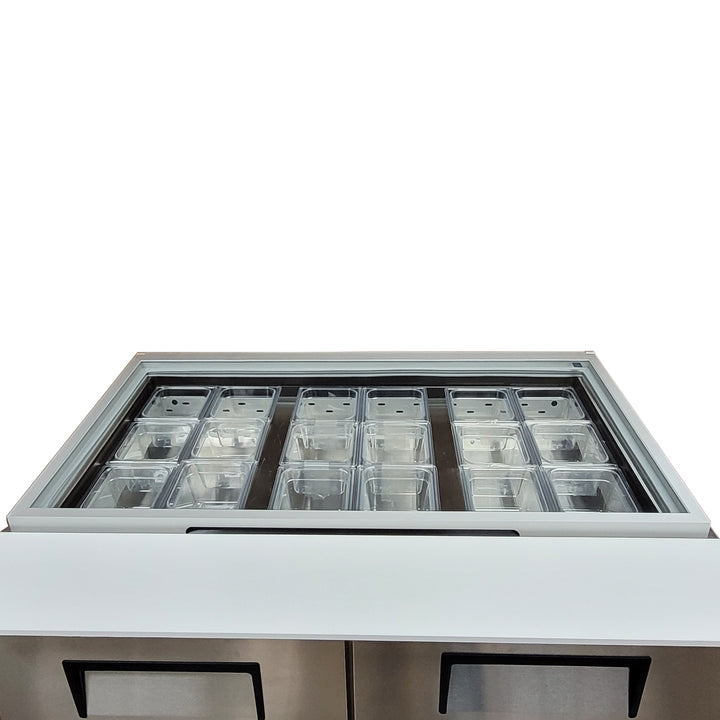 48" Stainless Steel Mega Top Sandwich/Salad Preparation Refrigerator (True Mfg. TFP-48-18M-D2-HC)