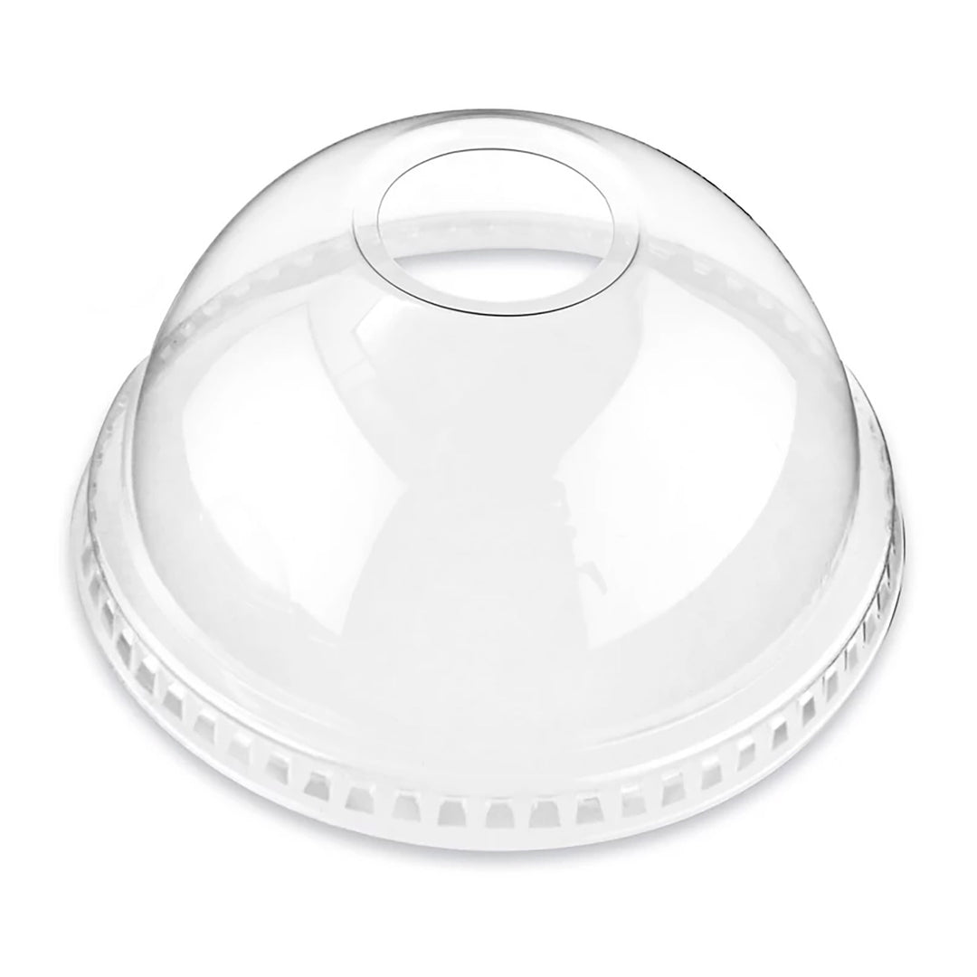 12-24 Oz Clear PET Plastic Dome Lid with 1” Hole  – Sold 1000 Lids per Case