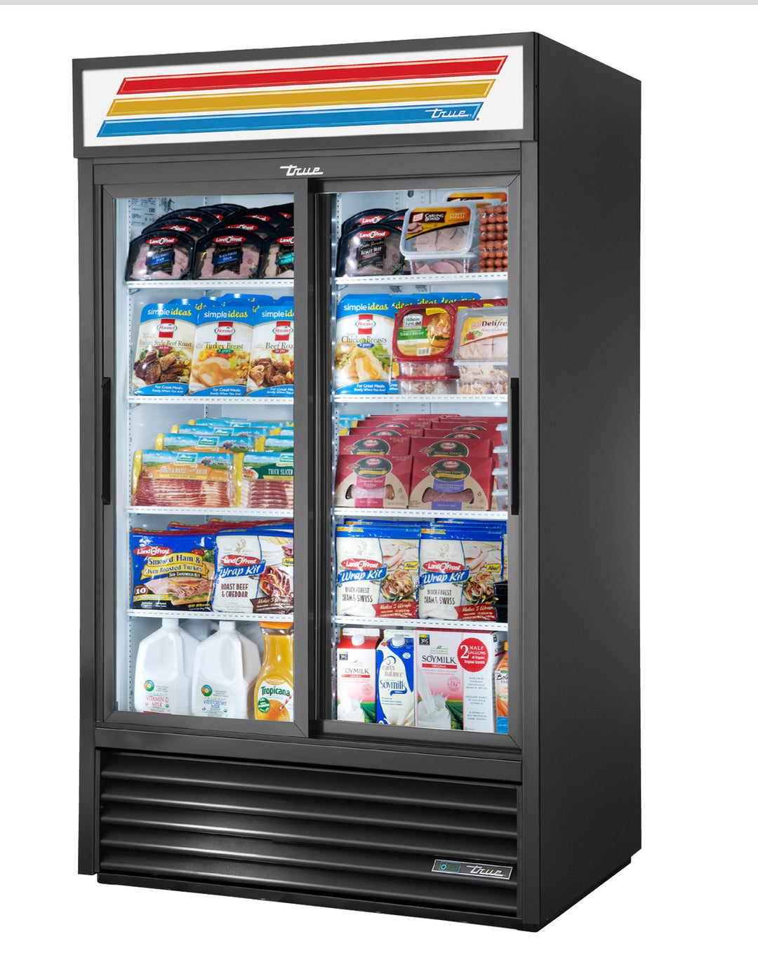 True GDM-41-HC-LD 47" Sliding Glass Door Refrigerated Merchandiser with LED Lighting & R290 Refrigerant - 2 Door, 41 Cu. Ft., Made in USA