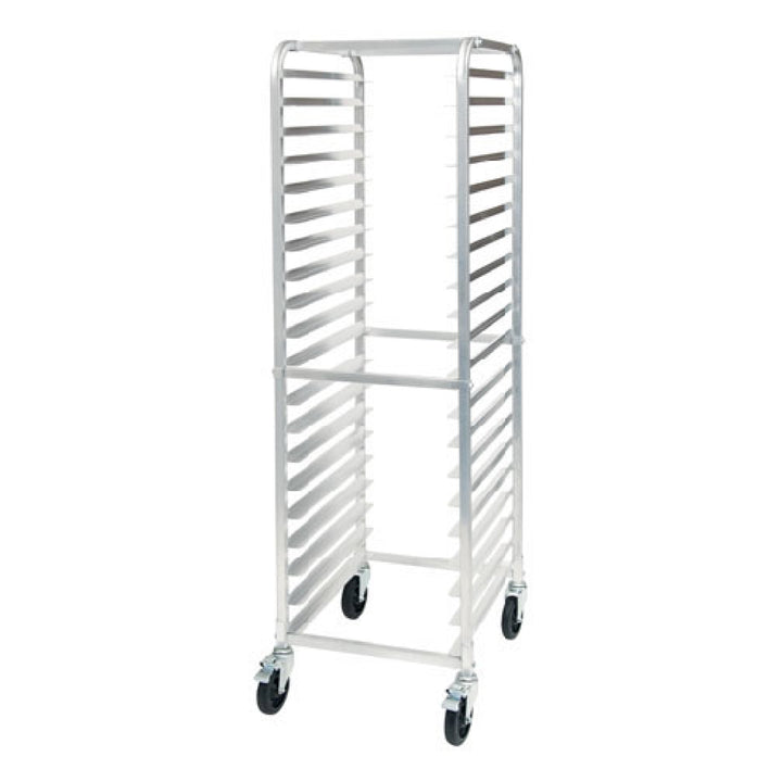 20-Tier End-Load Sheet Pan Rack with Brakes, 3″ Spacing, Aluminum (Winco ALRK-20BK)