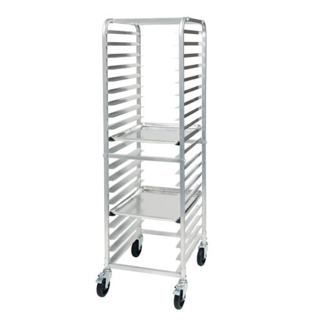 20-Tier End-Load Sheet Pan Rack with Brakes, 3″ Spacing, Aluminum (Winco ALRK-20BK)