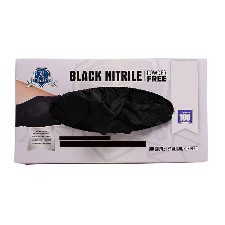 Empress ENGPPFM2002BLK Medium Black Powder-Free Nitrile Gloves