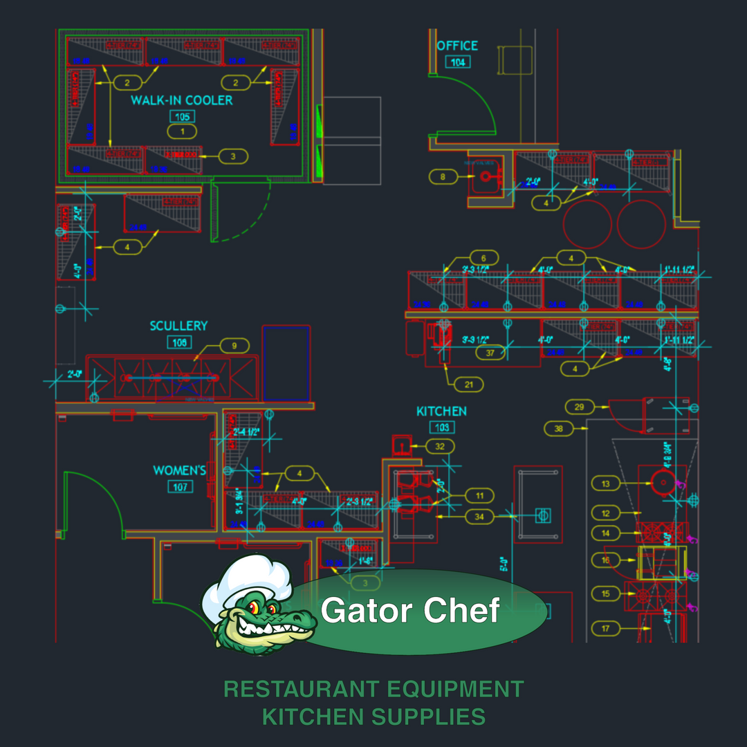 MEP example of Gator Chef's Commercial Kitchen Designs
