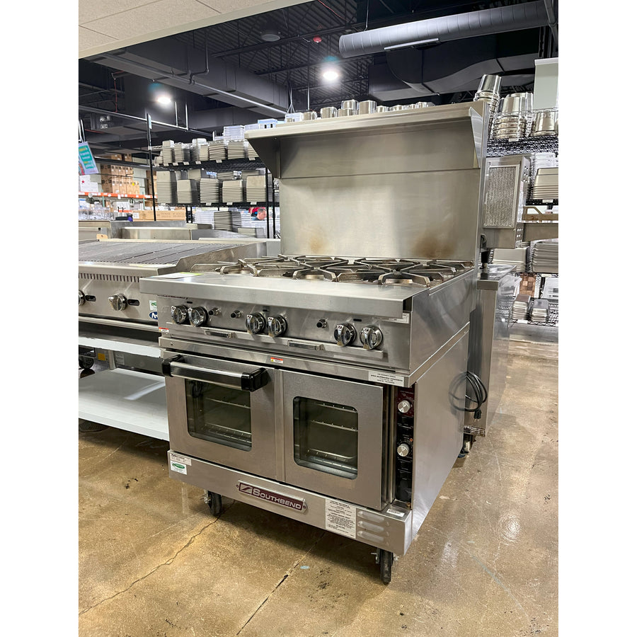 USED 6-Burner 36" Heavy Duty Range with Single Deck Convection Oven Base (Southbend P36N-BBB-TVGS/12SC)