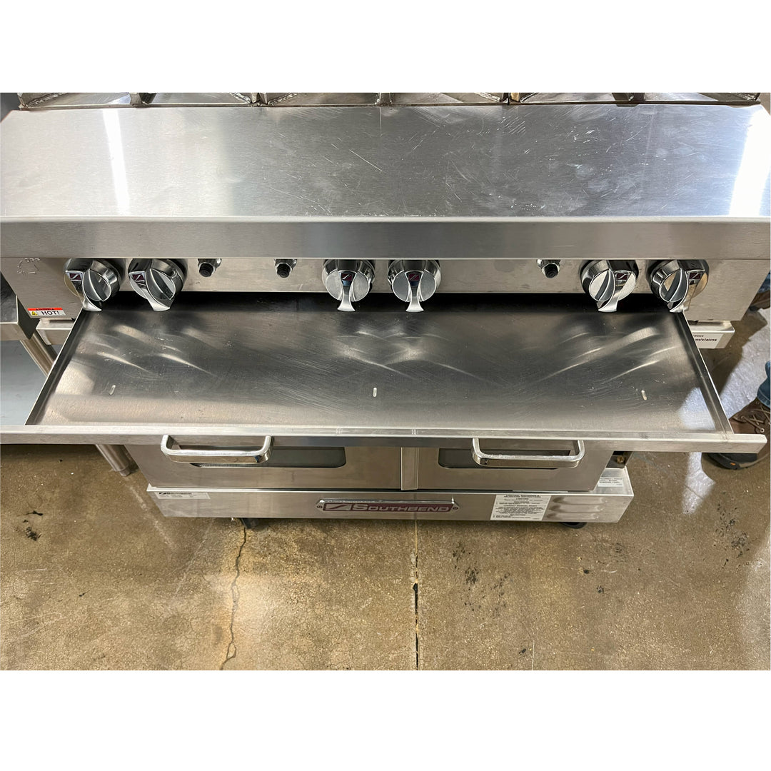 USED 6-Burner 36" Heavy Duty Range with Single Deck Convection Oven Base (Southbend P36N-BBB-TVGS/12SC)