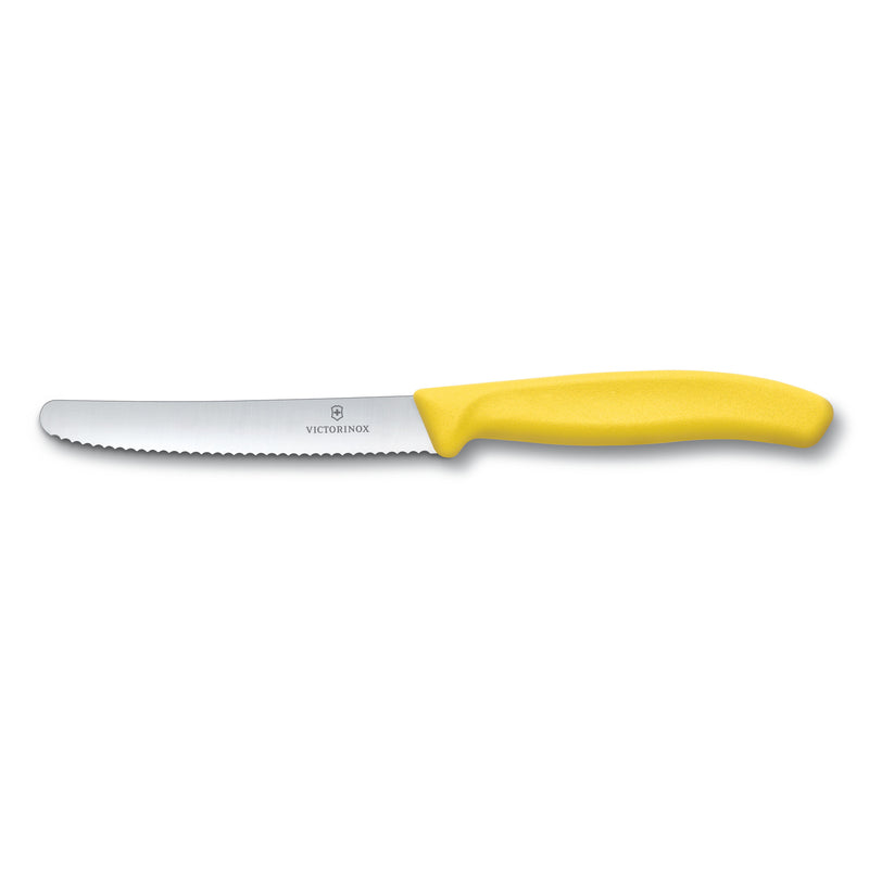 Victorinox Swiss Army 4-1/2" Stainless Steel Serrated Blade Utility Knife with Yellow Handle (Victorinox 6.7636.L118)