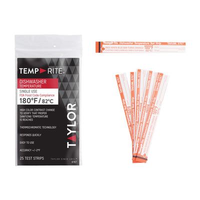 TempRite Commercial Dishwasher Temperature Test Strips (Taylor Precision 8767J)