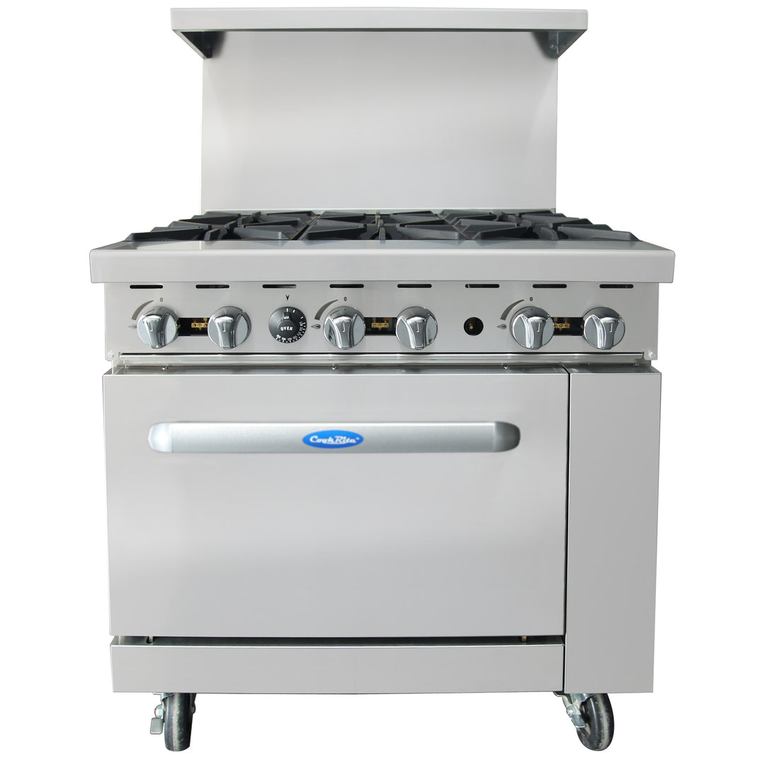 36" Wide Commercial 6-Burner Restaurant Range with Standard Oven - Atosa AGR-6B-NG