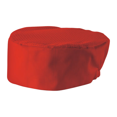 Signature Chef 65/35 Poly/Cotton Blend Ventilated Pillbox Hat, Red (Winco CHPB-3RR)