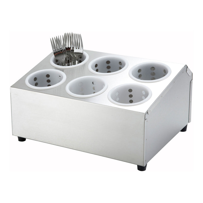 Winco 2-Tier, 6-Hole Stainless Steel Flatware Cylinder Holder (Winco FC-6H)
