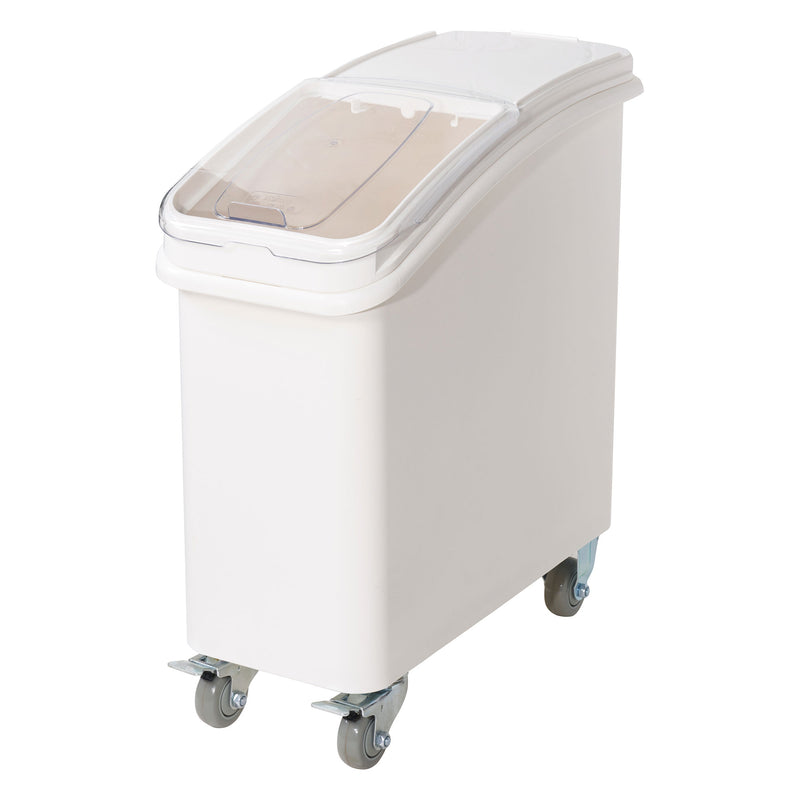Winco 21-Gal. White, Slant-Top Mobile Dry Ingredient Bin with Sliding Lid and Scoop (Winco IB-21)