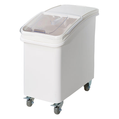 Winco 27-Gal. White, Slant-Top Mobile Dry Ingredient Bin with Sliding Lid and Scoop (Winco IB-27)