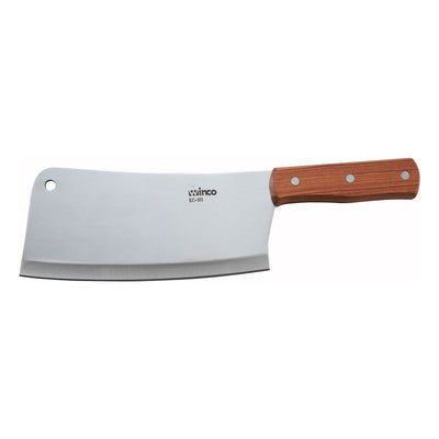 Winco Heavy Duty Cleaver with Wooden Handle, 8" x 3-1/2" Blade (Winco KC-301)