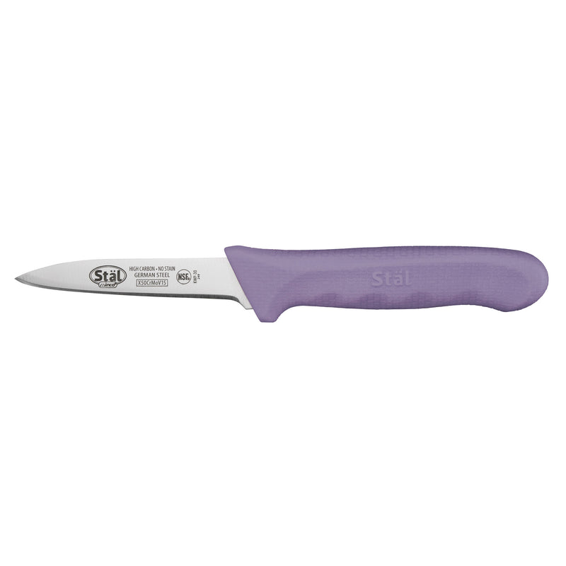 Stäl Series 3-1/4" Paring Knife with Purple Handle, 2-Pack (Winco KWP-30P)