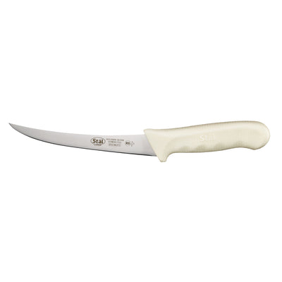 Stäl Series 6" Flexible Curved Boning Knife with White Handle (Winco KWP-60)