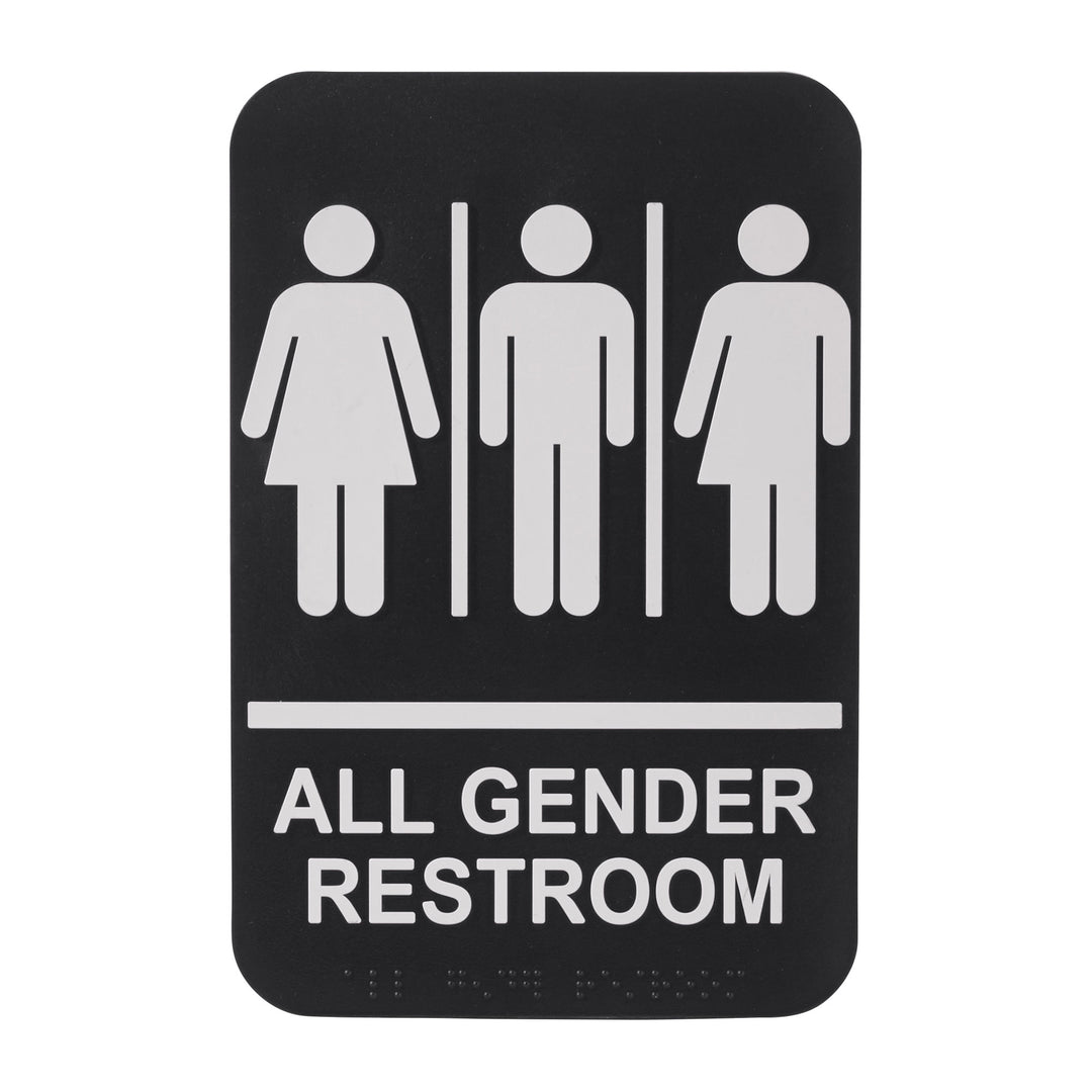 Winco 6" x 9" All-Gender Restroom Sign with Braille (Winco SGNB-607)