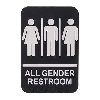 Winco 6" x 9" All-Gender Restroom Sign with Braille (Winco SGNB-607)