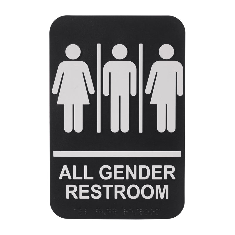 Winco 6" x 9" All-Gender Restroom Sign with Braille (Winco SGNB-607)
