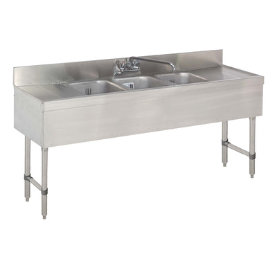 60” Three-Compartment Underbar Sink with Drainboards (Advance Tabco SLB-53C-X)