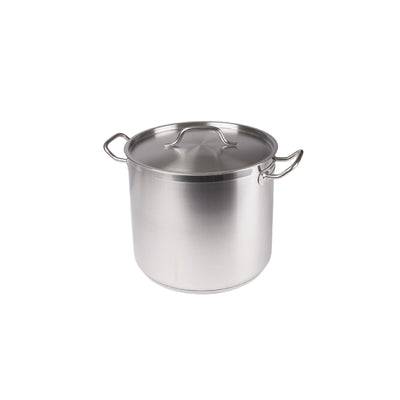 16 Quart Stainless Steel Stock Pot with Cover – Induction Ready (Winco SST-16)