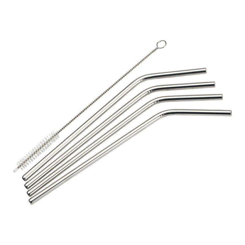 Winco 8-1/2" Curved Stainless Steel Reusable Drinking Straw Set (Winco SSTW-8C)