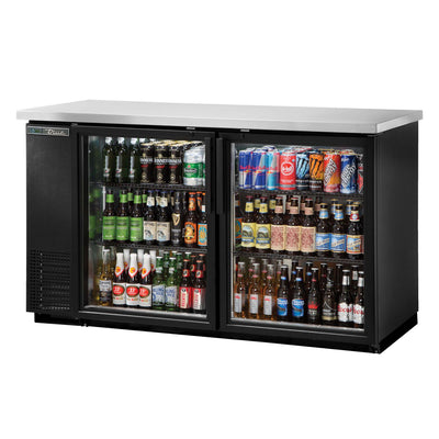 True 61" Narrow Glass Door Back Bar Refrigerator (True Mfg. TBB-24-60G-HC-LD)