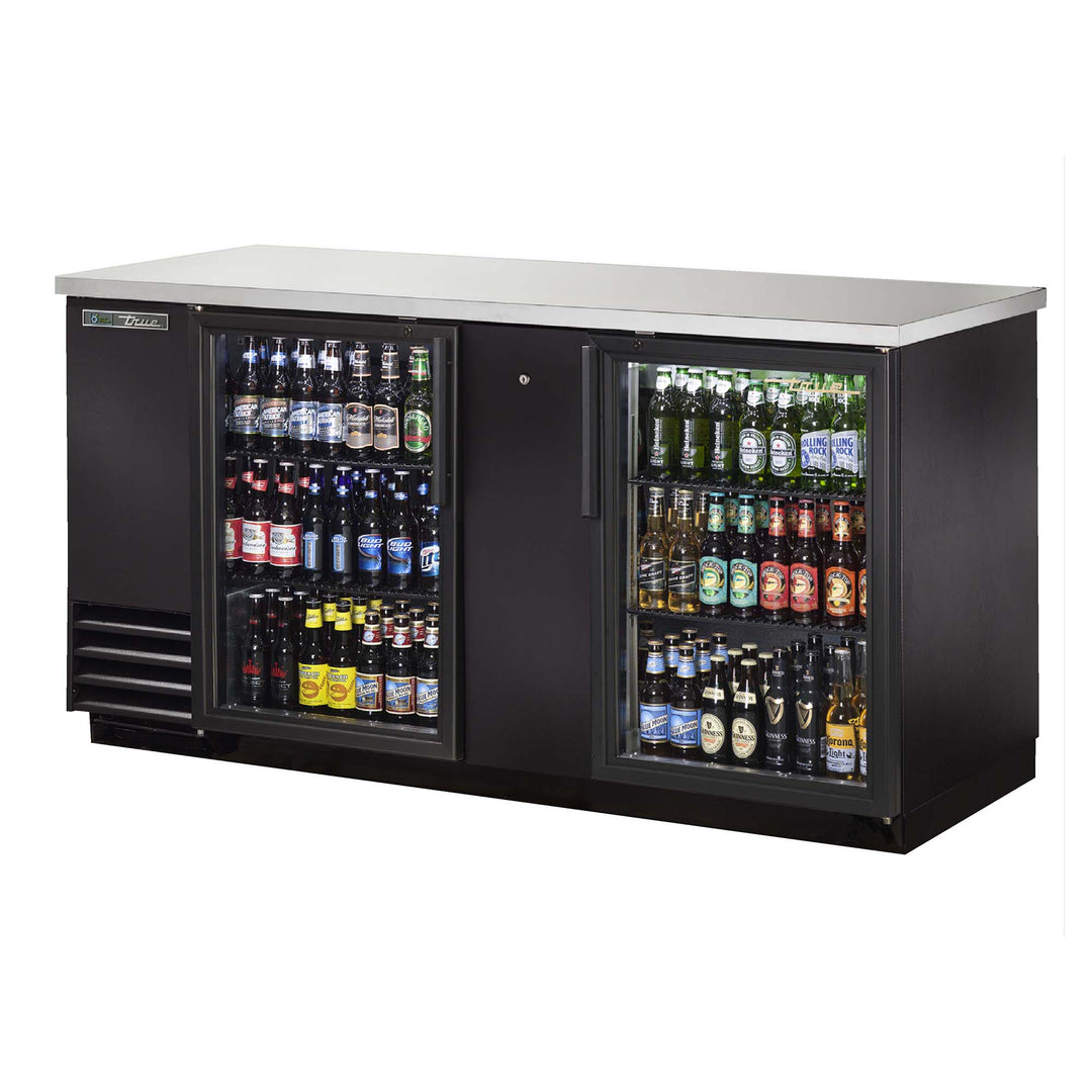 True 69" Glass Door Back Bar Refrigerator True Mfg TBB-3G-HC-LD