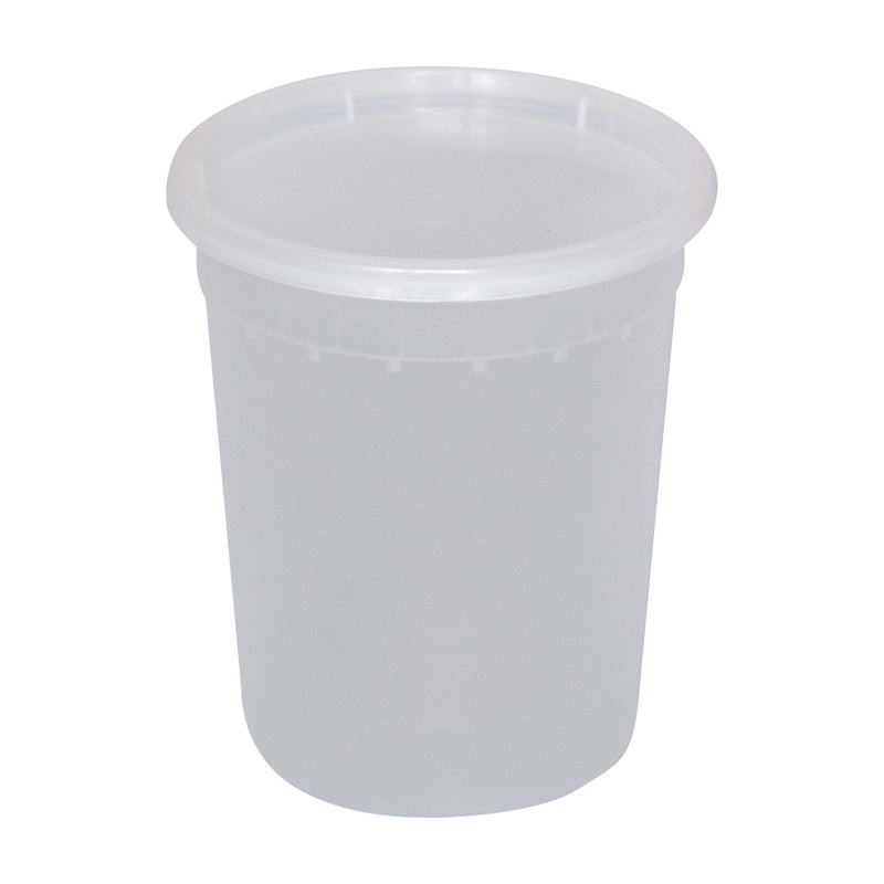 32 Oz Plastic Deli and Soup Container with Lid White Translucent -TG-PC-12 | Sold By Gator Chef