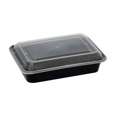 12 Oz. Rectangular Plastic Take-Out Container Black with Clear Lid (ITI TG-PP-12)