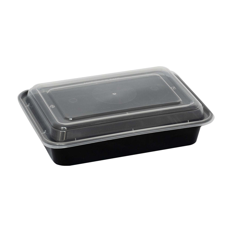 12 Oz Black Plastic Take-Out Container with Lid-TG-PP-12 | Sold By Gator Chef