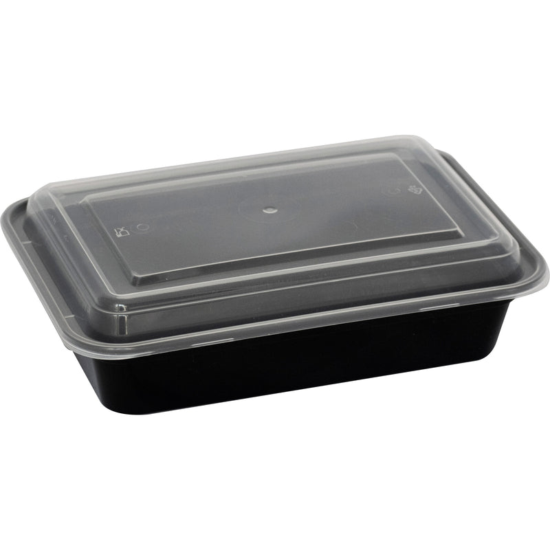 24 Oz Black Plastic Take-Out Container with Lid-TG-PP-24 | Sold By Gator Chef