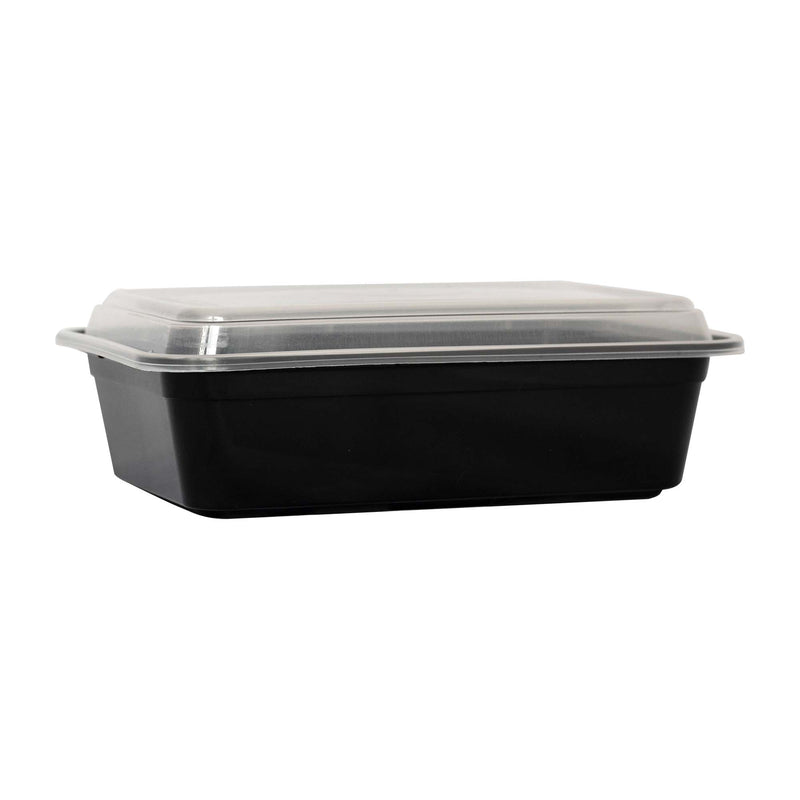 38 Oz Black Plastic Take-Out Container with Lid-TG-PP-38 | Sold By Gator Chef
