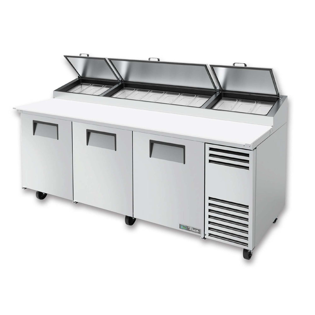 True 93" Refrigerated Raised Rail Pizza Prep Table (True Mfg. TPP-AT-93-HC)